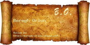 Beregh Orion névjegykártya